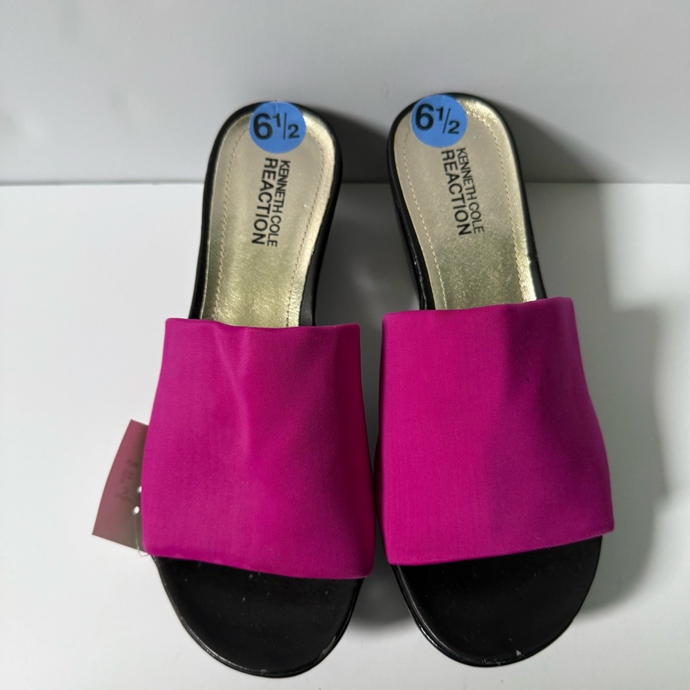 NWT Kenneth Cole Reaction Women's Fuchsia Mules sandals slip on shoes, 6.5
